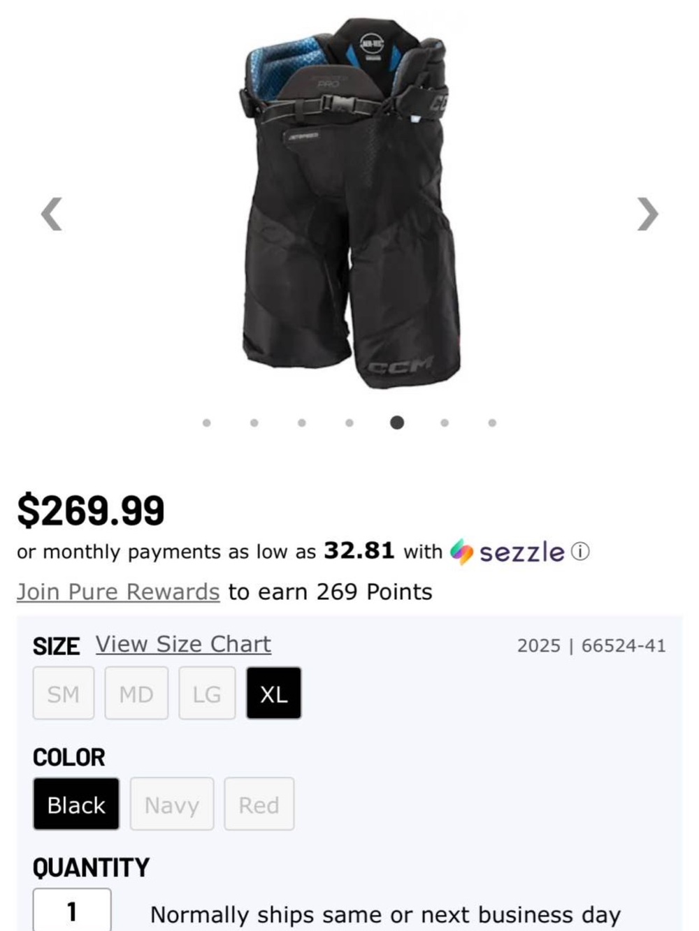 CCM Black Men's Hockey Shell Shorts